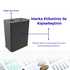 Sarkap 2 L (2000 ml) Kapaklı Kulplu Zeytinyağı Tenekesi Mat Siyah