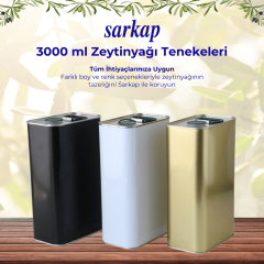 Sarkap 3 L (3000 ml) Kapaklı Kulplu Zeytinyağı Tenekesi Beyaz