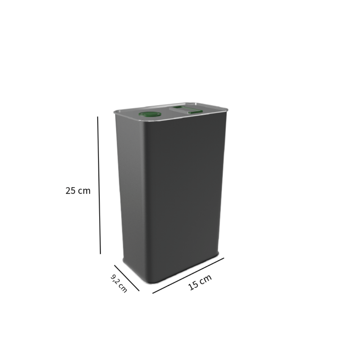 Sarkap 3 L (3000 ml) Kapaklı Kulplu Zeytinyağı Tenekesi Mat Siyah