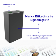 Sarkap 3 L (3000 ml) Kapaklı Kulplu Zeytinyağı Tenekesi Mat Siyah